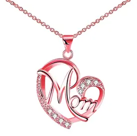 18k Rose Gold Plated Necklace with CZ Charm - 1 Pc Mom Necklace