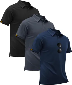 3 Pack Polo Shirts for Men Short Sleeve Moisture-Wicking Golf Shirts Athletic Casual Collared T-Shirt