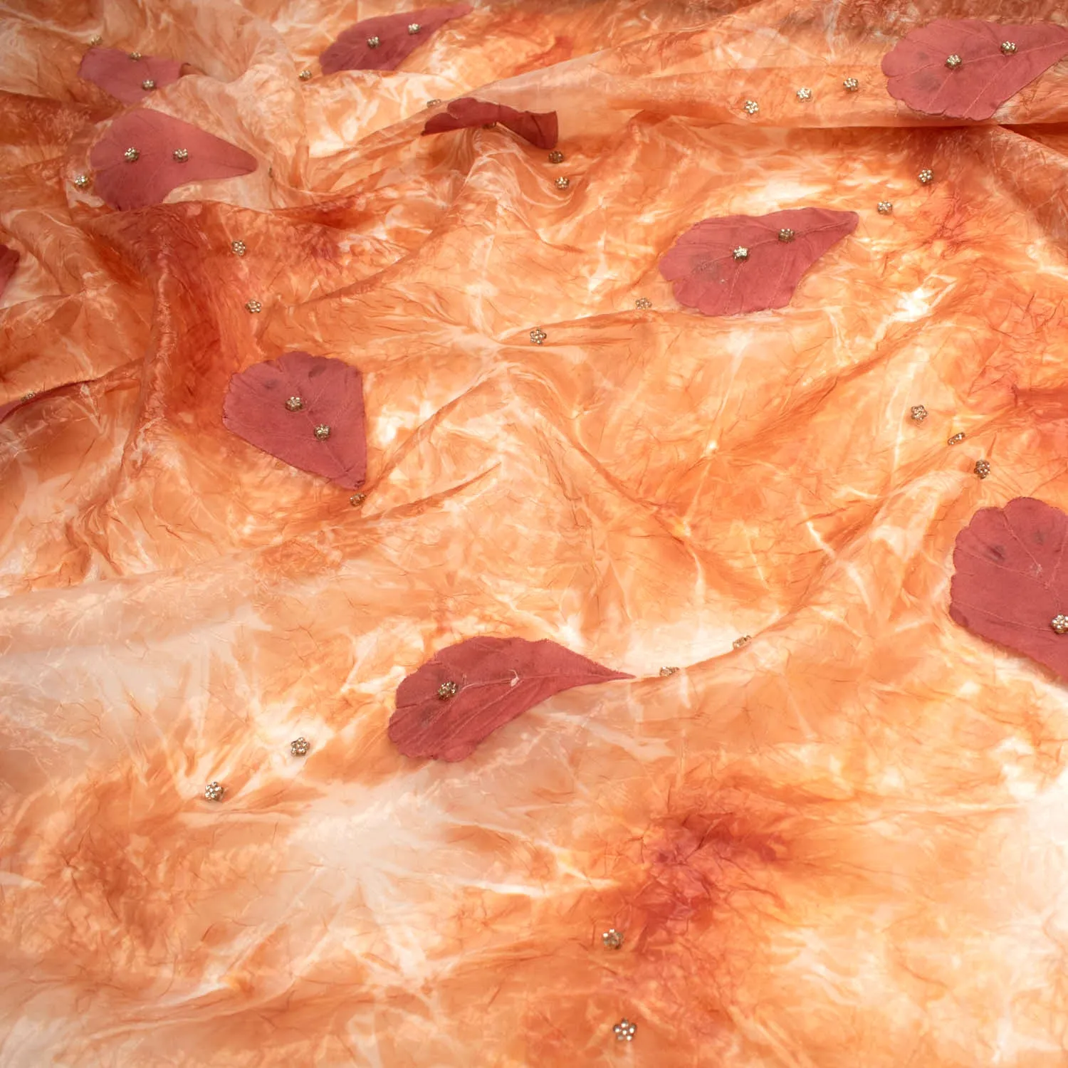 3D Feather Leaf Shaded Organza