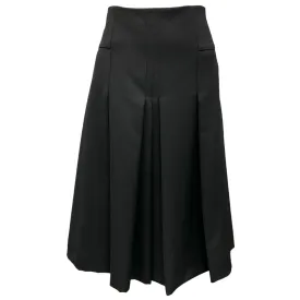 Akris Punto Black Pleated Wool Skirt