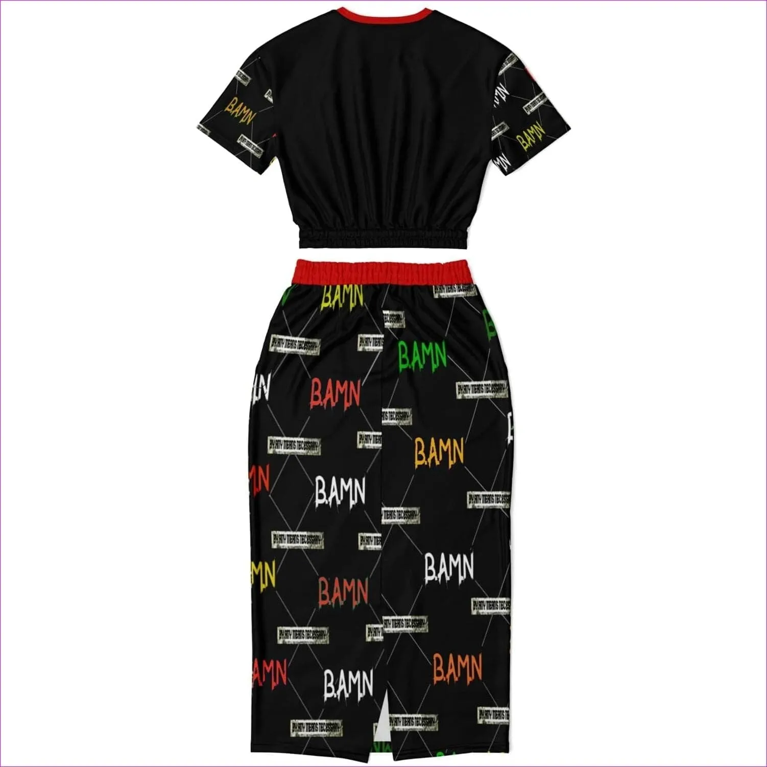 B.A.M.N in Color (By Any Means Necessary) Womens Premium Crop Top Skirt Set