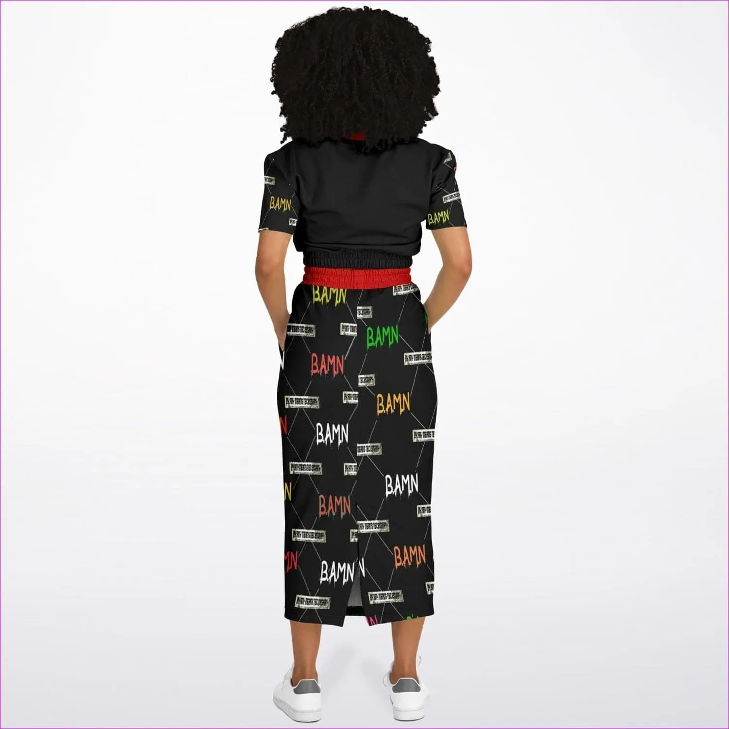 B.A.M.N in Color (By Any Means Necessary) Womens Premium Crop Top Skirt Set