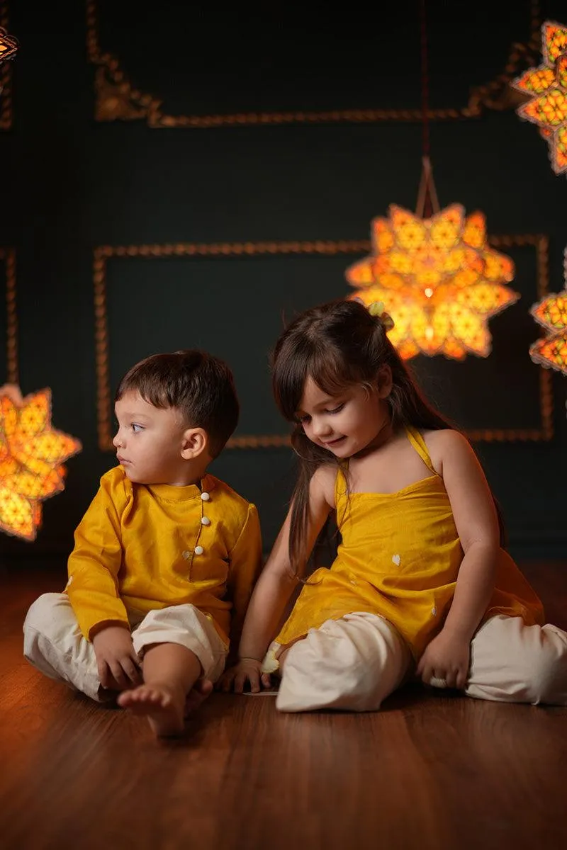 Basant boys ethnic wear kurta in handwoven cotton silk