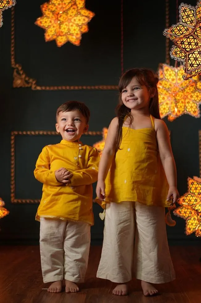 Basant boys ethnic wear kurta in handwoven cotton silk