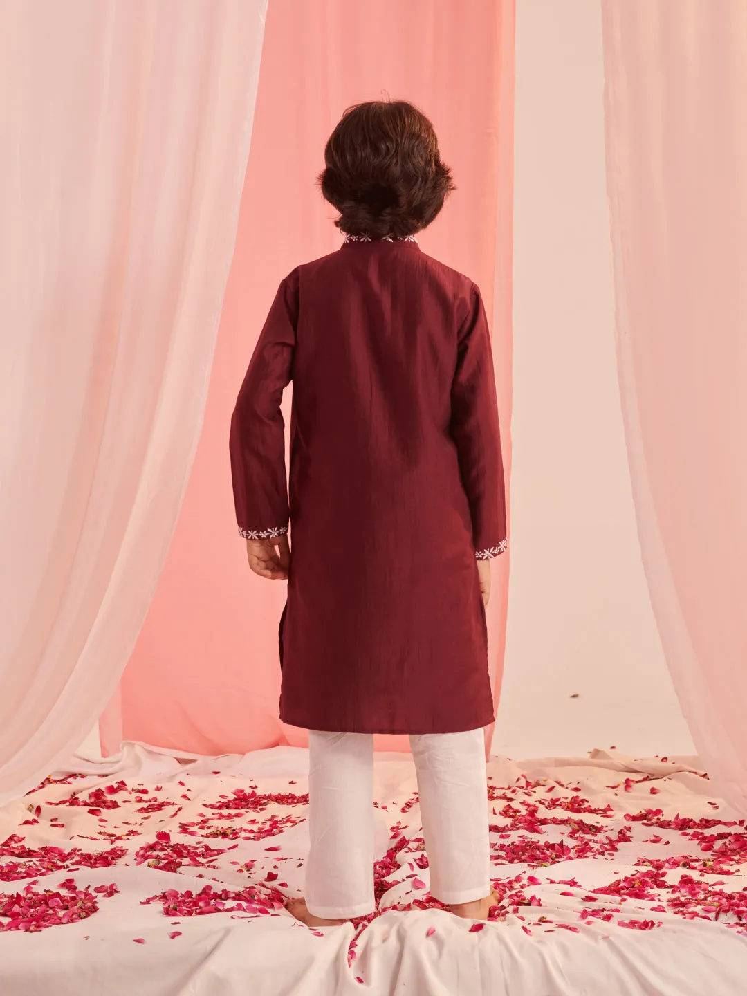 Boys Embroidered Regular Kurta With Pyjamas