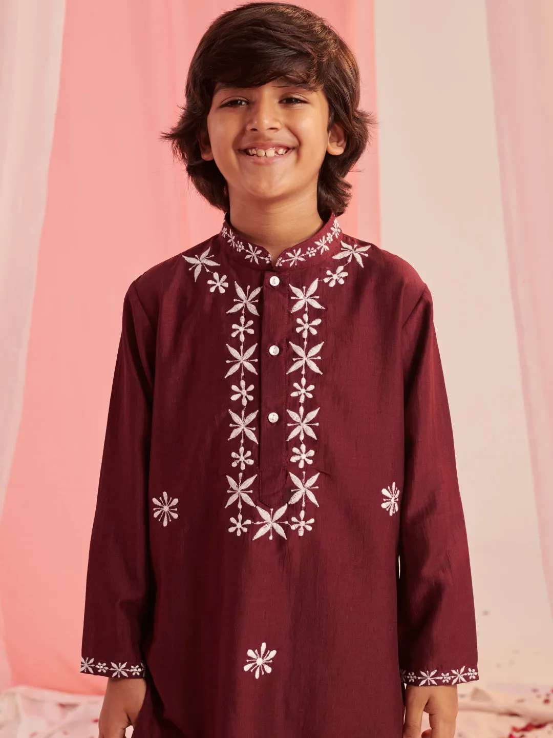 Boys Embroidered Regular Kurta With Pyjamas