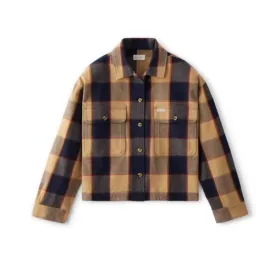 BRIXTON BOWERY W L/S FLANNEL - KHAKI - 100% ORGANIC COTTON