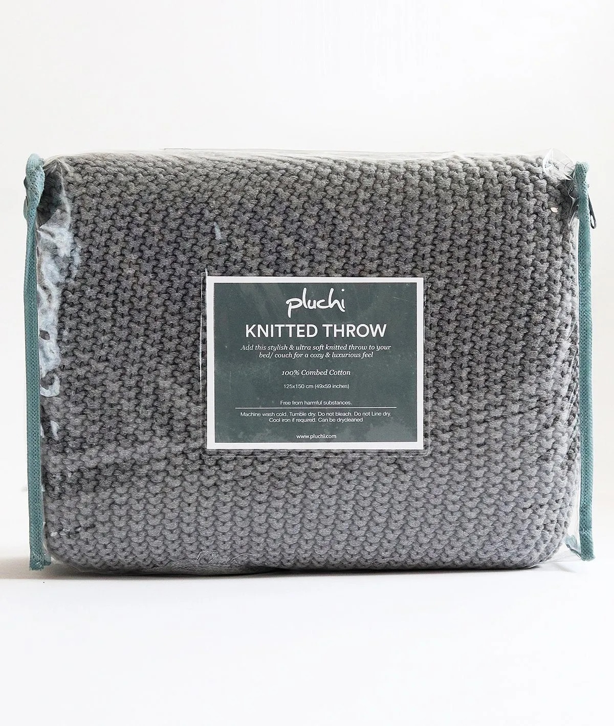 Chunky Seed Stitch - Light Grey 100% Cotton Knitted All Season AC Throw Blanket