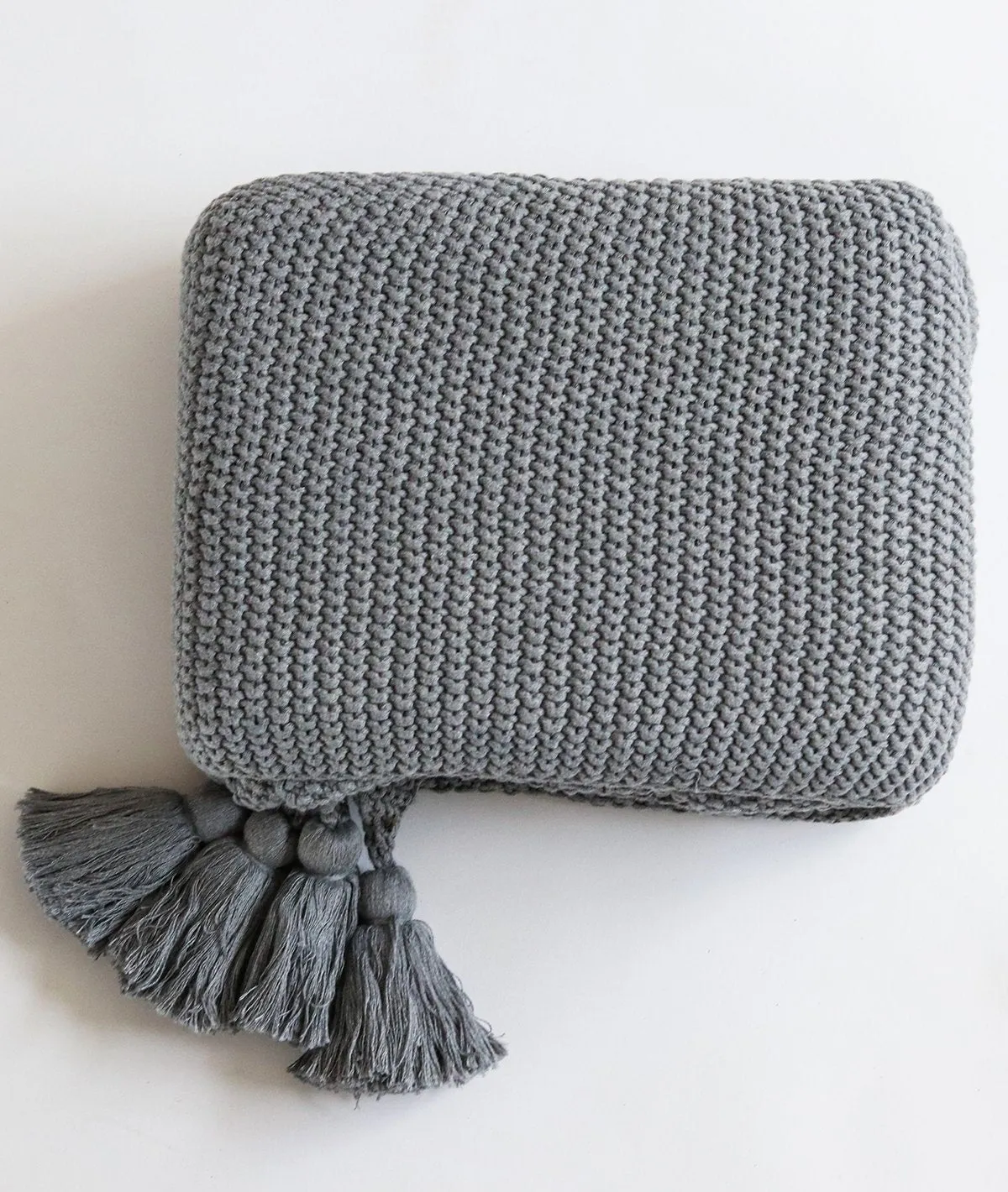 Chunky Seed Stitch - Light Grey 100% Cotton Knitted All Season AC Throw Blanket