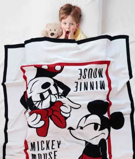 Classic Mickey and Minnie Disney Cotton Knitted Throw / Ac Blanket For Kids For Use In All Seasons (2 to 4 Years for Kids)