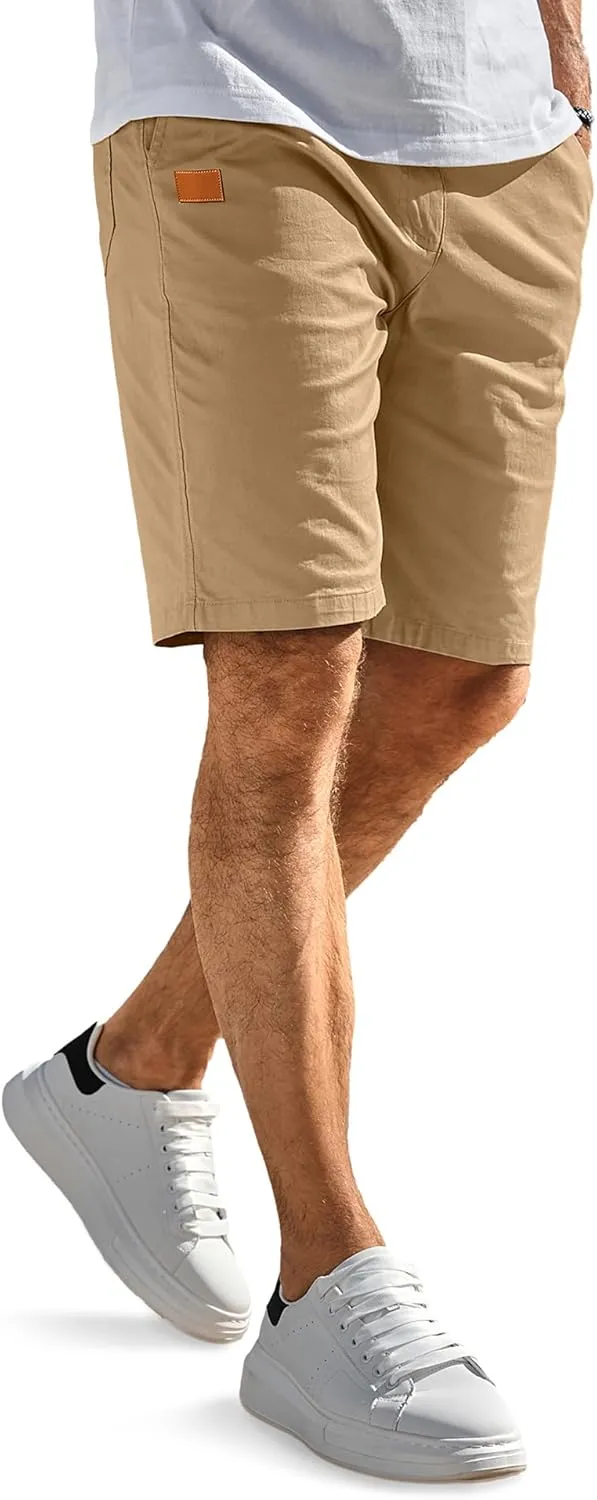 Comdecevis Mens Casual Shorts Stretch Waist Drawstring Summer Beach Twill Chino Golf Shorts