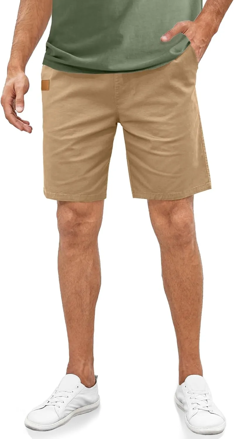 Comdecevis Mens Casual Shorts Stretch Waist Drawstring Summer Beach Twill Chino Golf Shorts