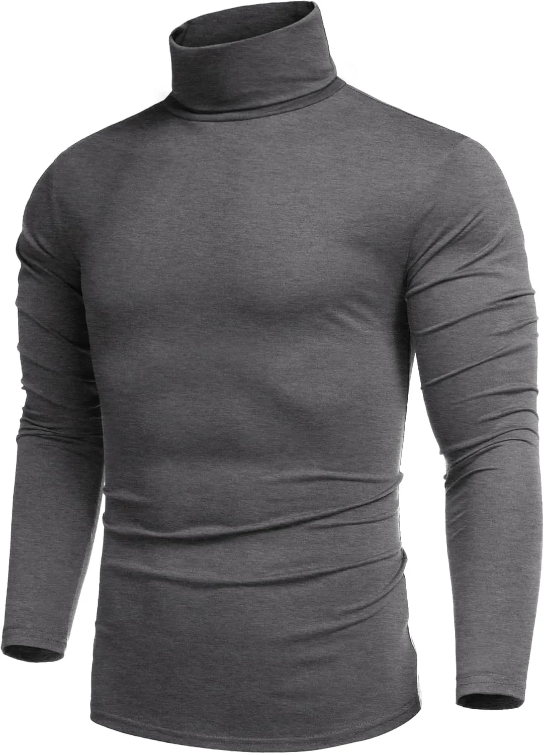 COOFANDY Men's Casual Slim Fit Turtleneck T Shirts Lightweight Basic Cotton Pullovers
