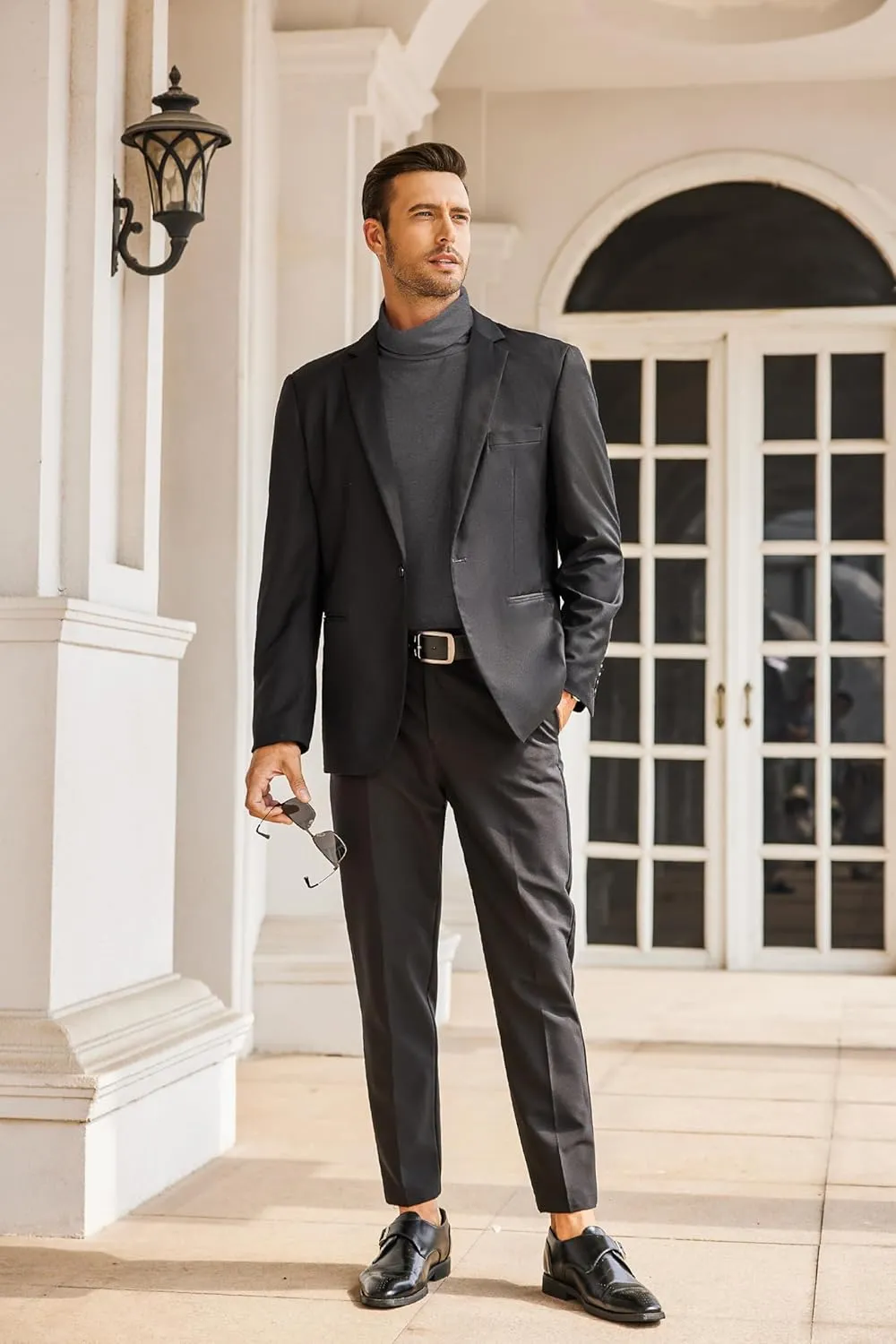 COOFANDY Men's Casual Slim Fit Turtleneck T Shirts Lightweight Basic Cotton Pullovers