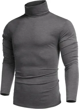 COOFANDY Men's Casual Slim Fit Turtleneck T Shirts Lightweight Basic Cotton Pullovers