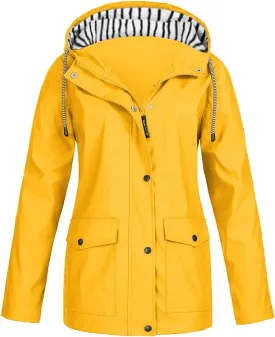 COTECRAM 2025 Women's Waterproof Rain Jacket with Hood Lightweight Outdoor Raincoat Long Hooded Trench Coats Windbreaker