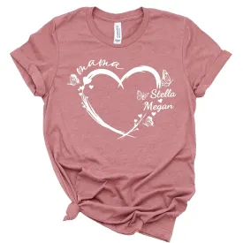 Customizable Mom Shirt with Custom Kid's Name, Personalized Mom Shirt for Women, Gifts for Mom Shirts, Mothers Day Gifts, Christmas, Mom Gifts for Valentines Day