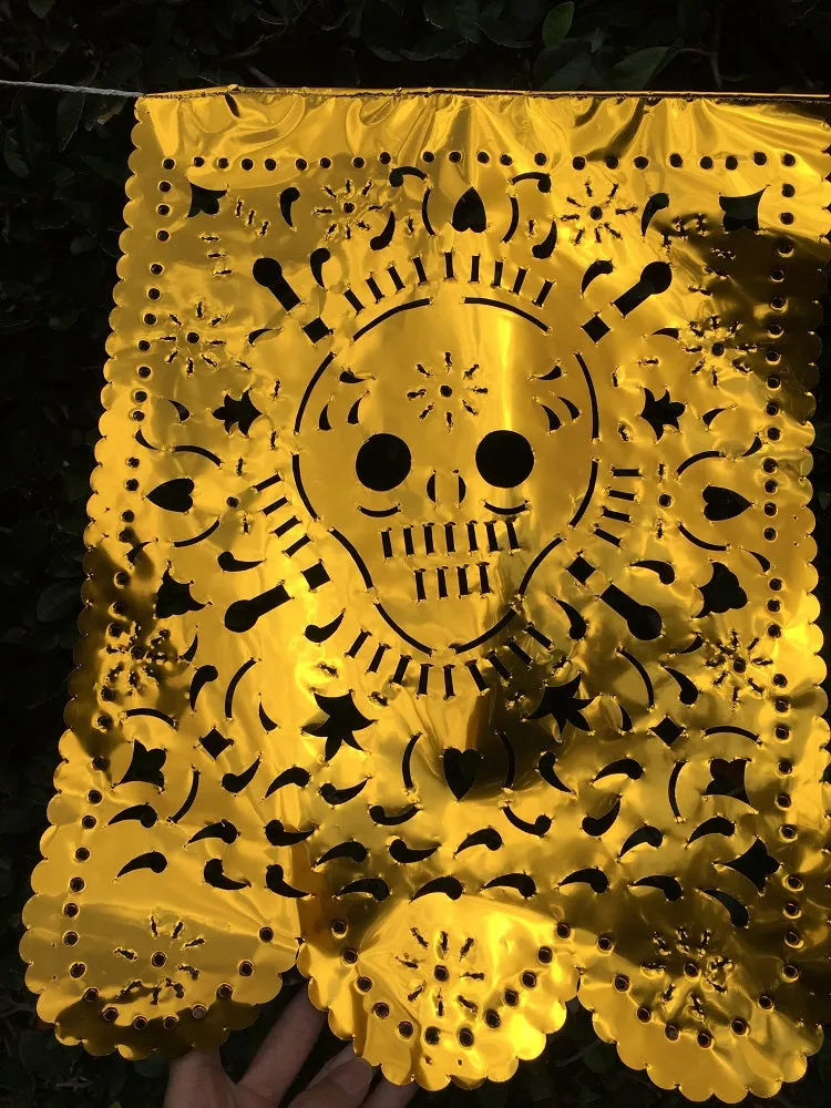 Day Of The Dead Halloween Decorations | 4m/13ft Waterproof Papel Picado Banner with 10 Large Flags