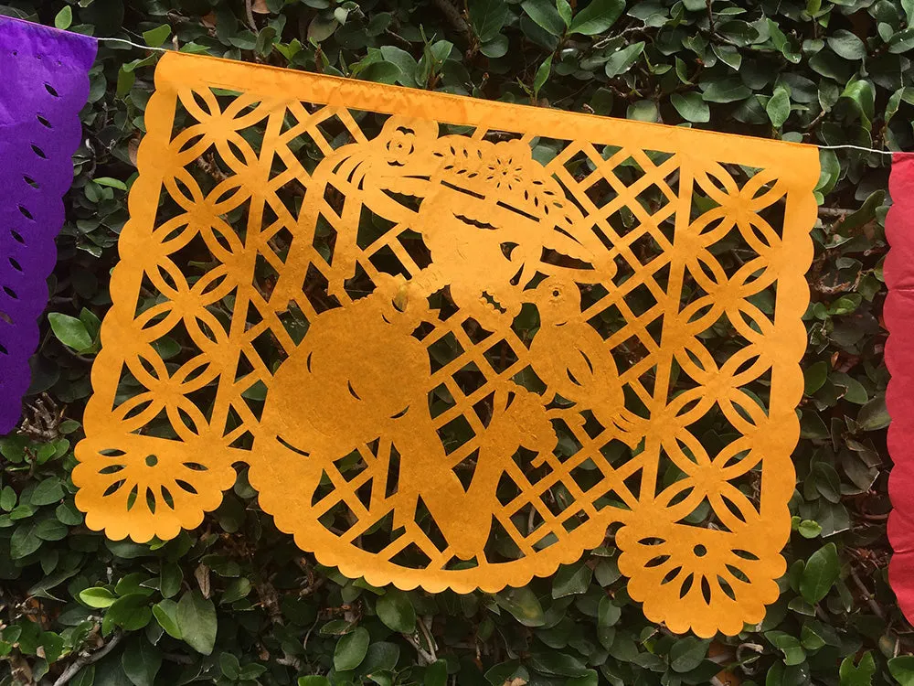 Day of the Dead Papel Picado | Traditional Day of the Dead Party Decor | 5m/16ft with 10 Large Flags