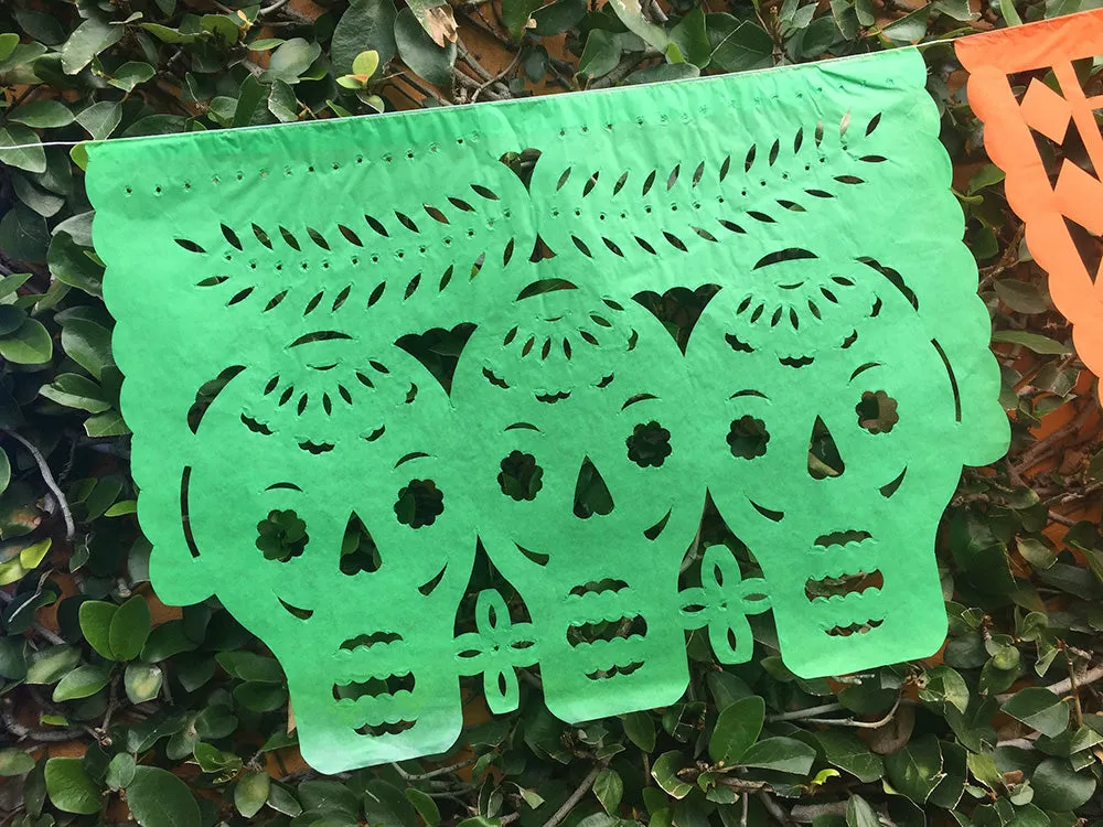 Day of the Dead Papel Picado | Traditional Day of the Dead Party Decor | 5m/16ft with 10 Large Flags
