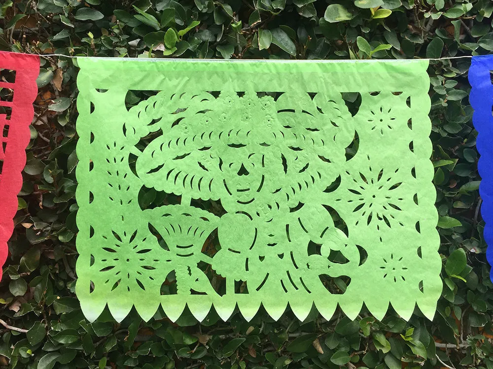 Day of the Dead Papel Picado | Traditional Day of the Dead Party Decor | 5m/16ft with 10 Large Flags