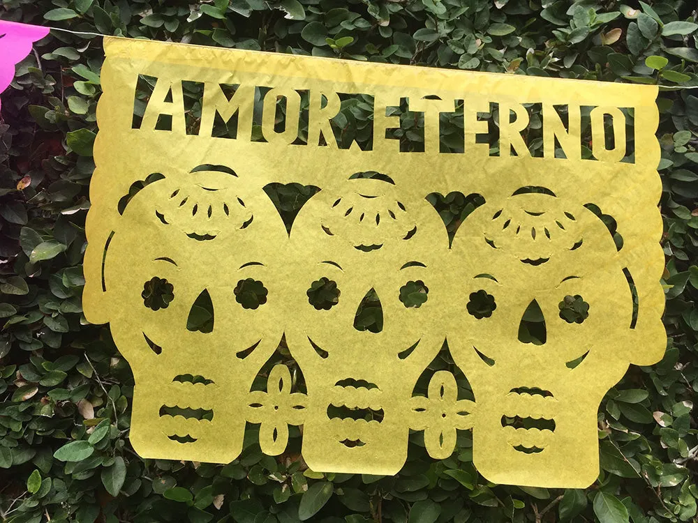 Day of the Dead Papel Picado | Traditional Day of the Dead Party Decor | 5m/16ft with 10 Large Flags