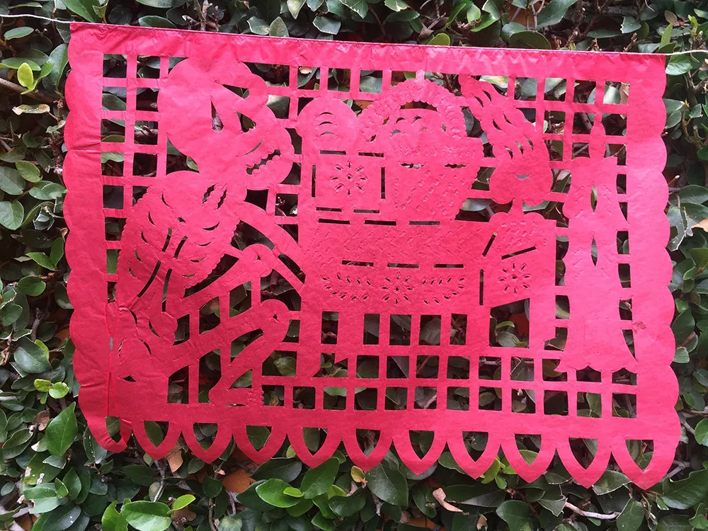 Day of the Dead Papel Picado | Traditional Day of the Dead Party Decor | 5m/16ft with 10 Large Flags