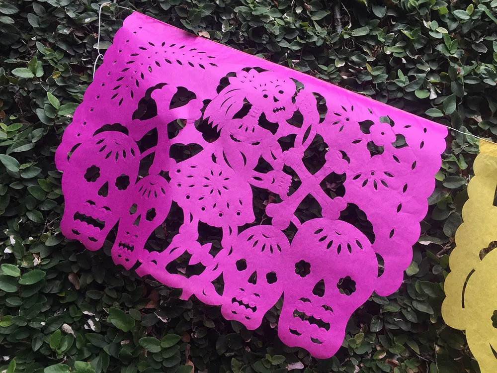 Day of the Dead Papel Picado | Traditional Day of the Dead Party Decor | 5m/16ft with 10 Large Flags