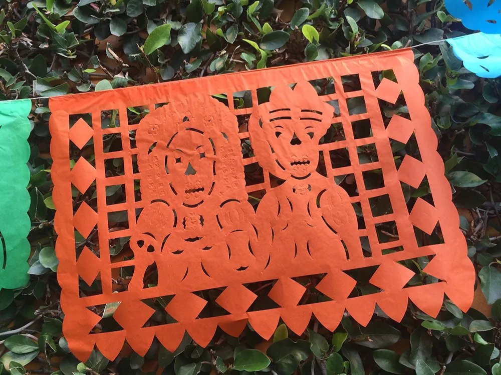 Day of the Dead Papel Picado | Traditional Day of the Dead Party Decor | 5m/16ft with 10 Large Flags