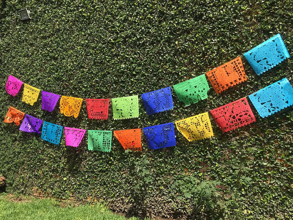 Day of the Dead Papel Picado | Traditional Day of the Dead Party Decor | 5m/16ft with 10 Large Flags