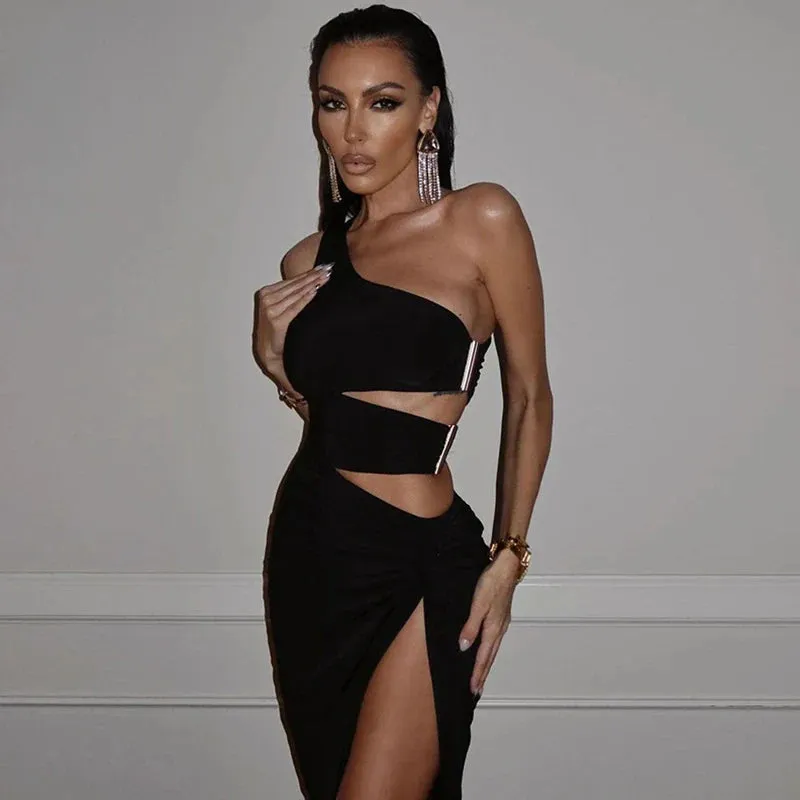 Elegant Backless Cut Out Summer Club Party Off Shoulder Midi Dress