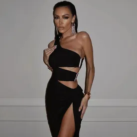 Elegant Backless Cut Out Summer Club Party Off Shoulder Midi Dress