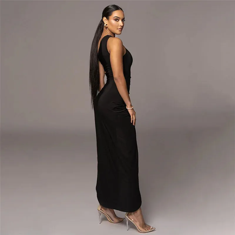 Elegant Backless Cut Out Summer Club Party Off Shoulder Midi Dress