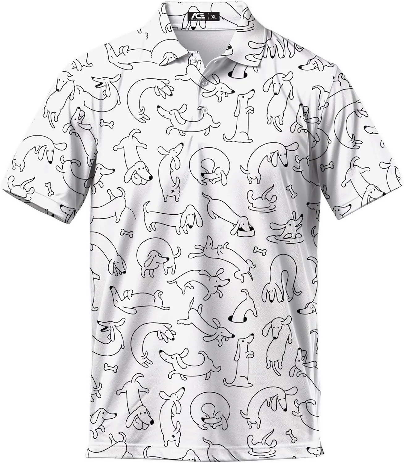 Funny Black Dog Golf Shirts for Men Vintage Mens Polo Shirts Casual Short Sleeve Button Up Golf Shirts 3