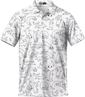 Funny Black Dog Golf Shirts for Men Vintage Mens Polo Shirts Casual Short Sleeve Button Up Golf Shirts 3