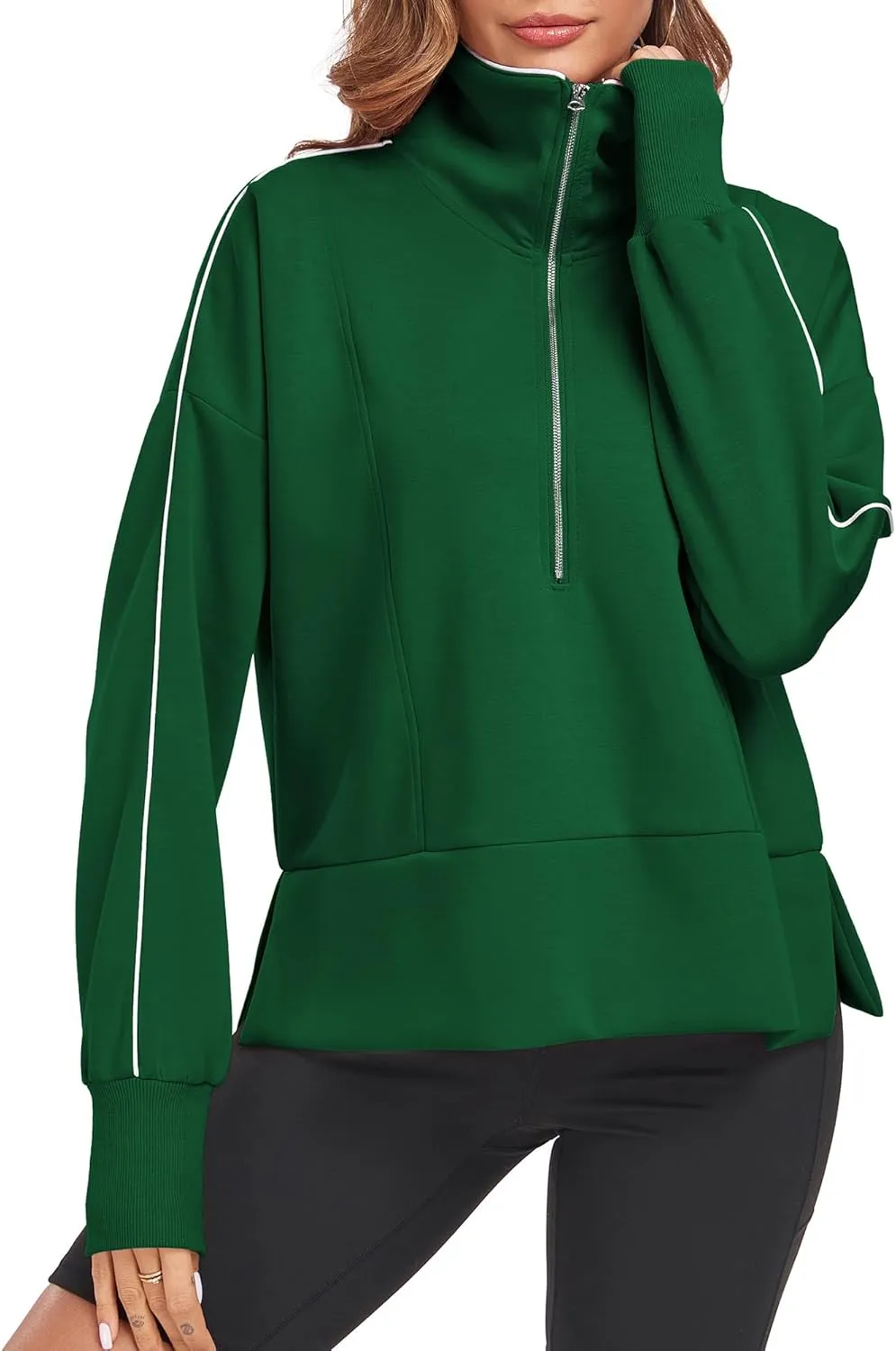 FUPHINE Women Cropped Sweatshirts Workout Half Zip Up Hoodies Long Sleeve Pullover Fashion Outfits Y2K Clothes 2024