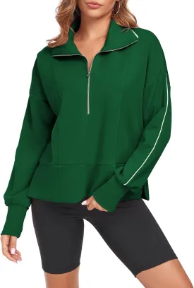 FUPHINE Women Cropped Sweatshirts Workout Half Zip Up Hoodies Long Sleeve Pullover Fashion Outfits Y2K Clothes 2024