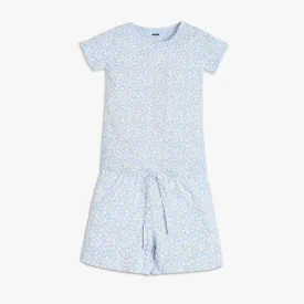 Girl's Regular Fit Floral T-Shirt with Shorts Sleepwear Set