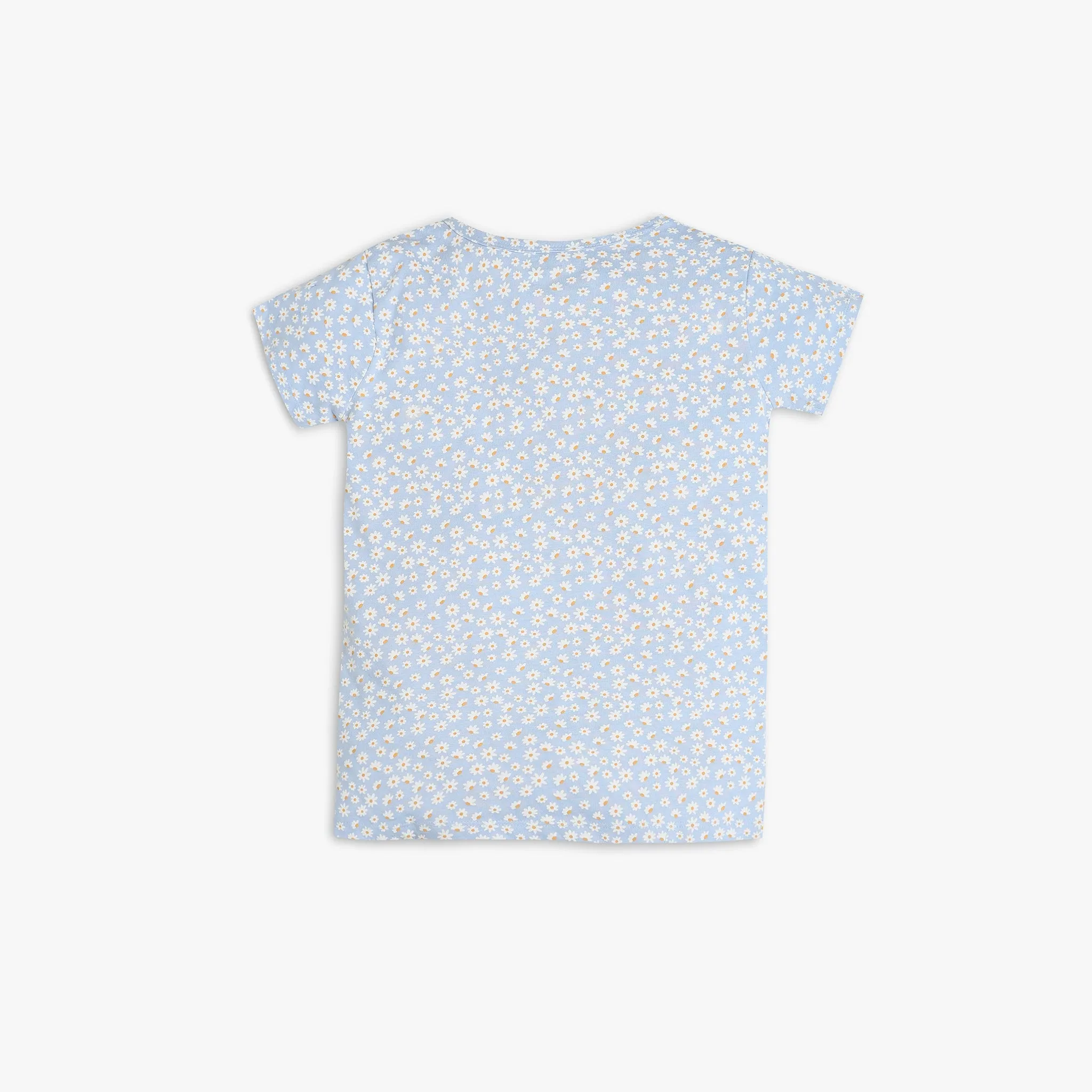 Girl's Regular Fit Floral T-Shirt with Shorts Sleepwear Set