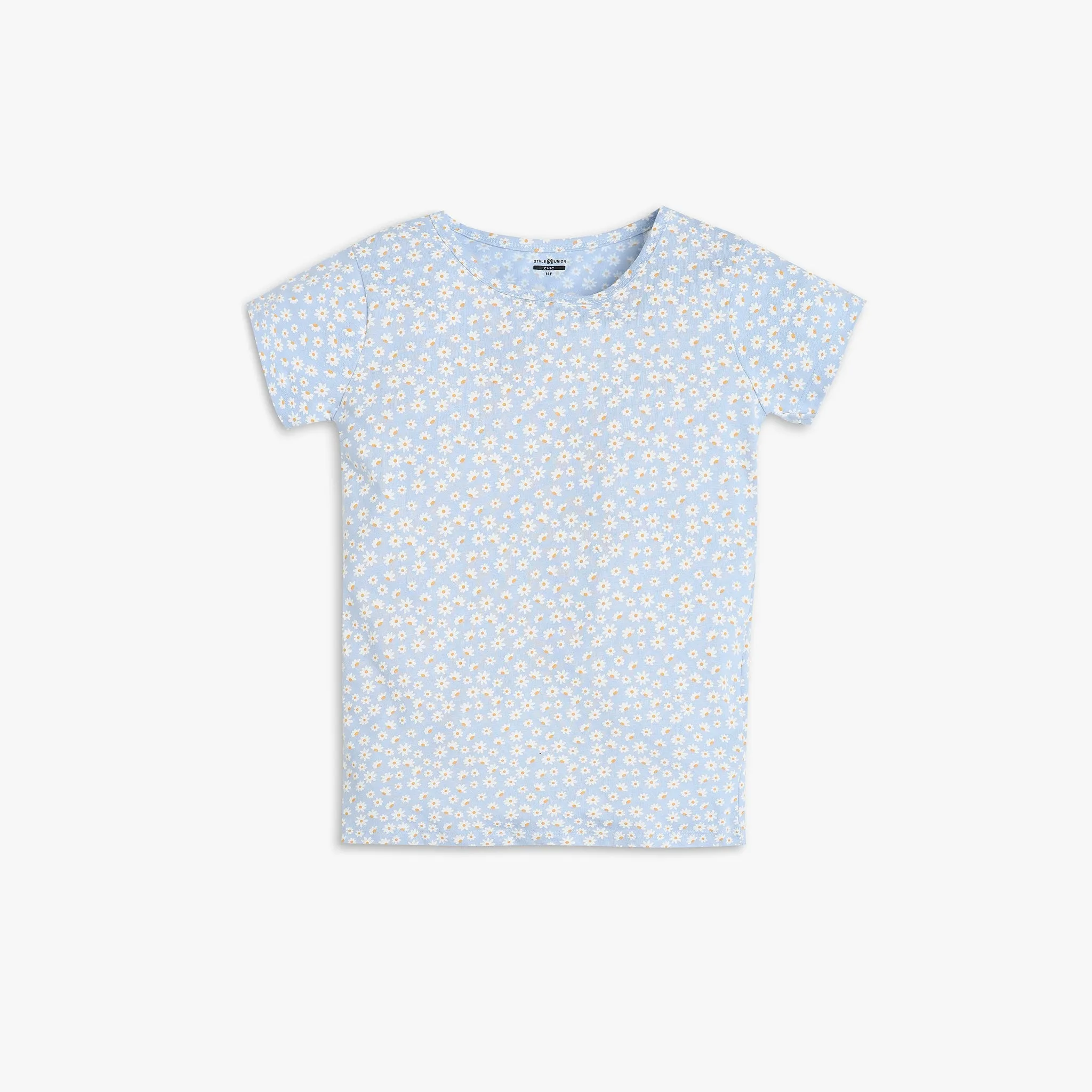 Girl's Regular Fit Floral T-Shirt with Shorts Sleepwear Set