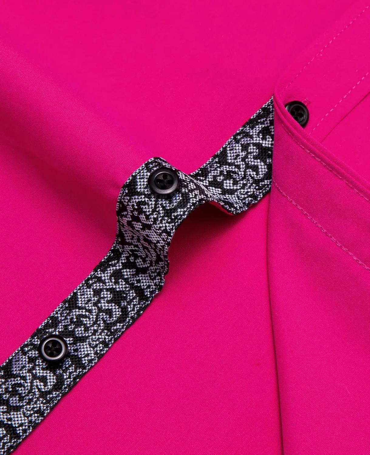Hi-Tie Mens Dress Shirts Wrinkle Free Inner Contrast Jacquard Long Sleeve Casual Button Down Shirt Business Party Wedding
