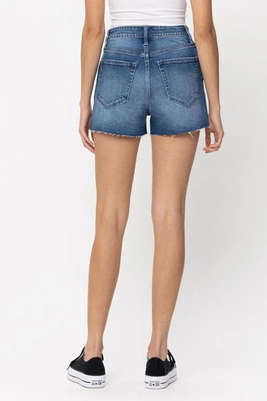 High Rise Denim Mom Short