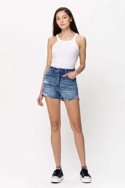 High Rise Denim Mom Short