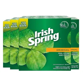 Irish Spring Deodorant Soap, Original Bulk - 3.7 Oz - 4 Pack/20 bars each