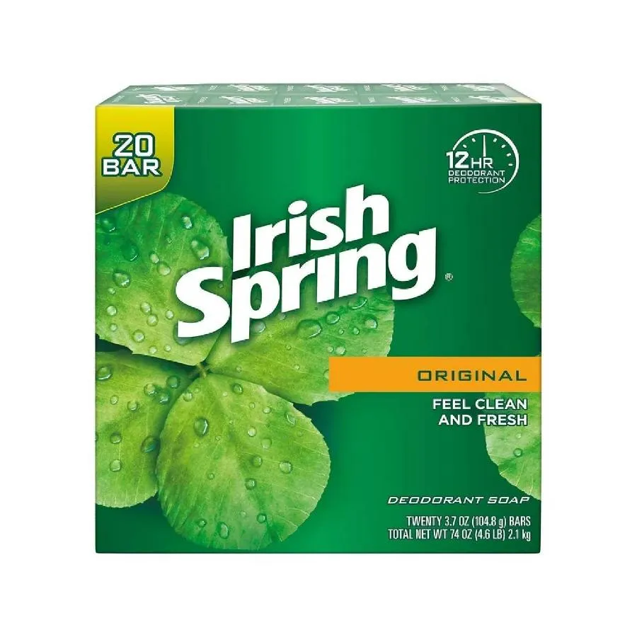 Irish Spring Deodorant Soap, Original Bulk - 3.7 Oz - 4 Pack/20 bars each