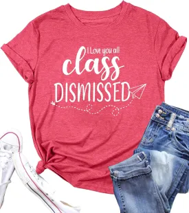 Last Day of School Teacher Shirt School Graduation Tee Teach Letter Print T Shirt Teacher Summer Holiday Tops