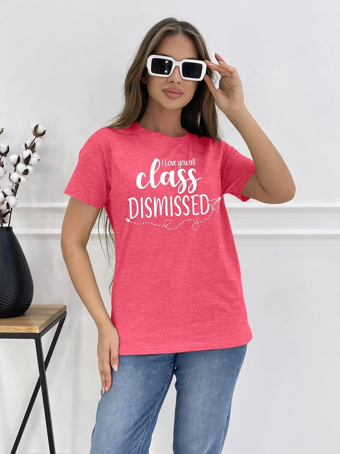 Last Day of School Teacher Shirt School Graduation Tee Teach Letter Print T Shirt Teacher Summer Holiday Tops