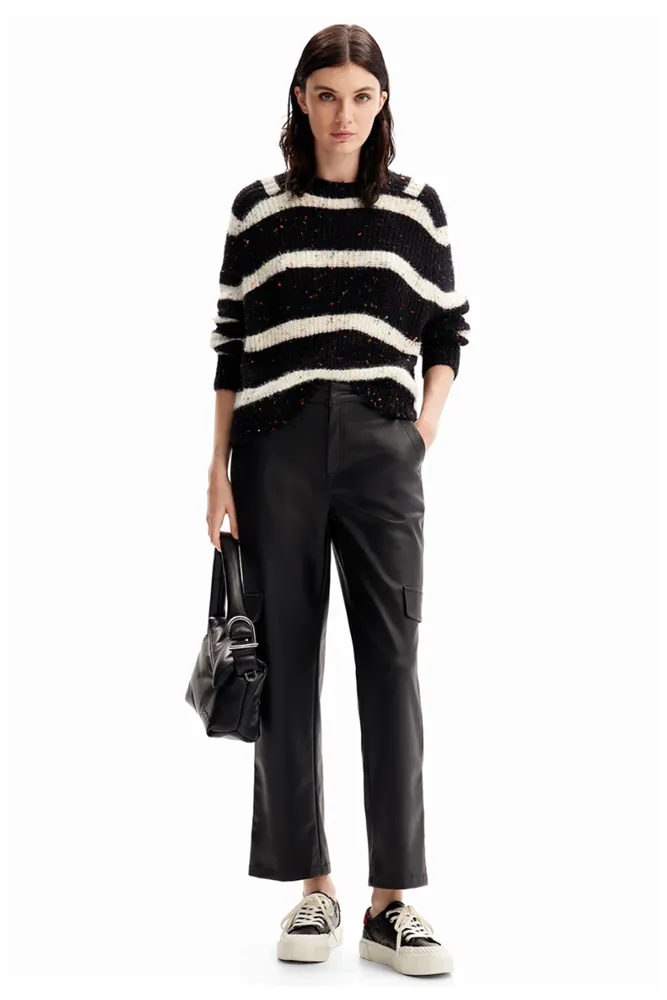 Leather Effect Cargo Trousers By Desigual