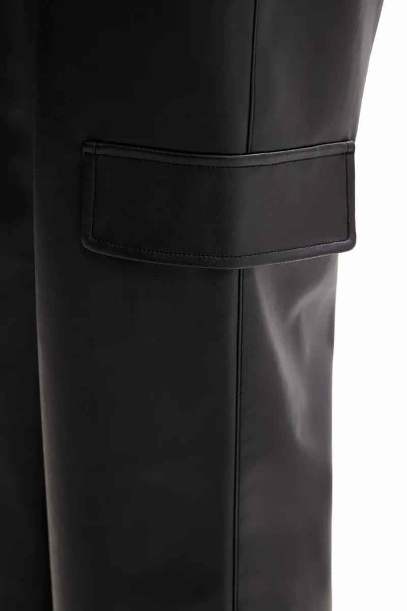 Leather Effect Cargo Trousers By Desigual