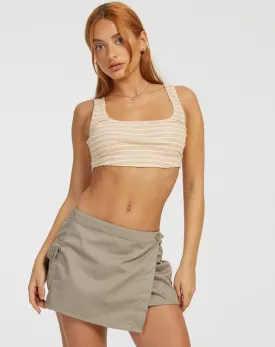 Mawari Crop Top in Stripe Rib Yellow and Purple